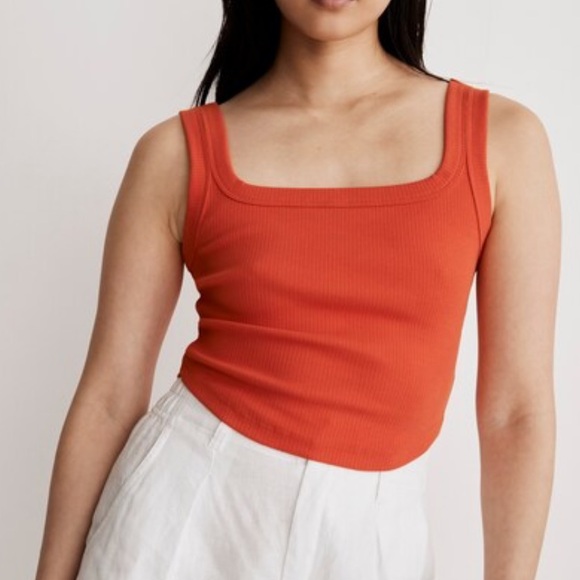 Madewell Bright Poppy Tailored Crop Tank - Picture 1 of 7